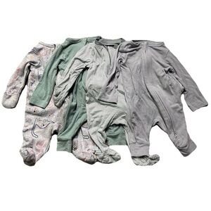 Baby Footie Pajamas Nike Two Way Zipper Size Newborn Fold Over Mittens